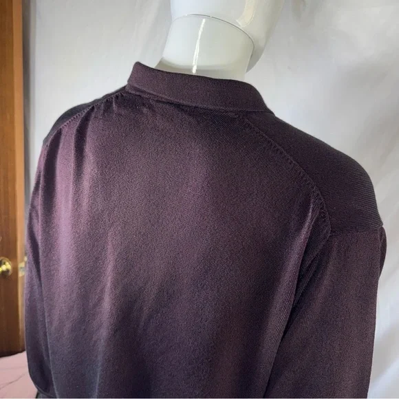 Pronto Uomo Men’s Burgundy Long Sleeve Knit Polo Sweater Shirt - Picture 4 of 5